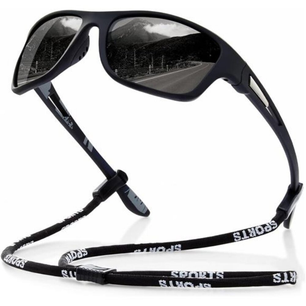 Polarized Sports Sunglasses for Men: UV400 Protection Glasses Wrap Around